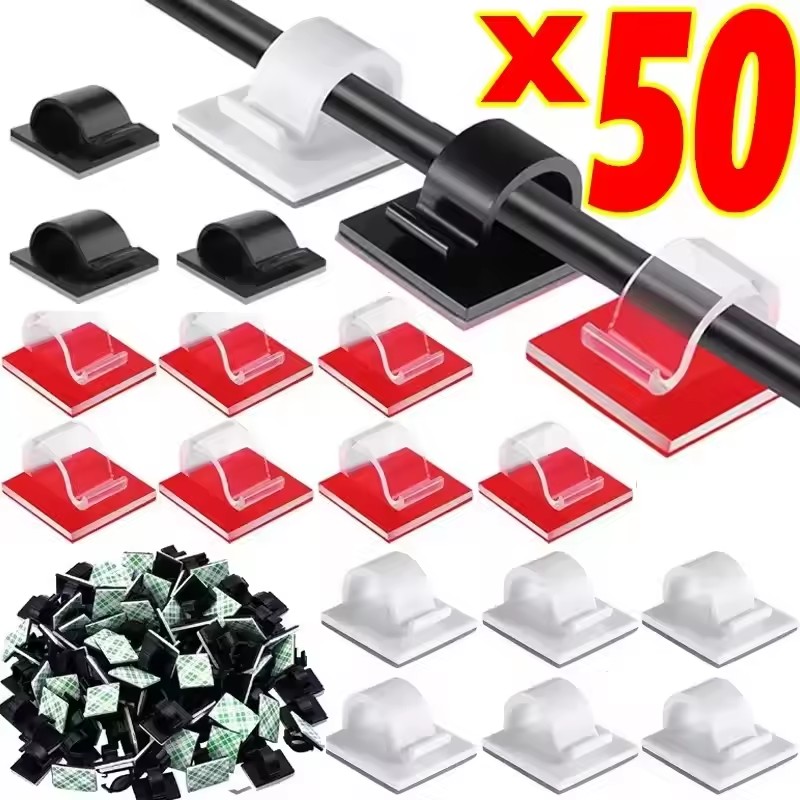 Cable Staple Clip - 50 шт. самоклеящиеся уличные зажимы для